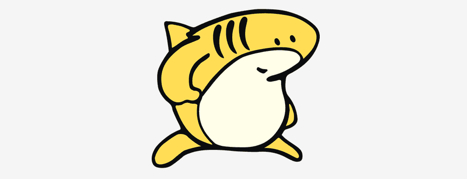 A picture of a yellow cartoon shark